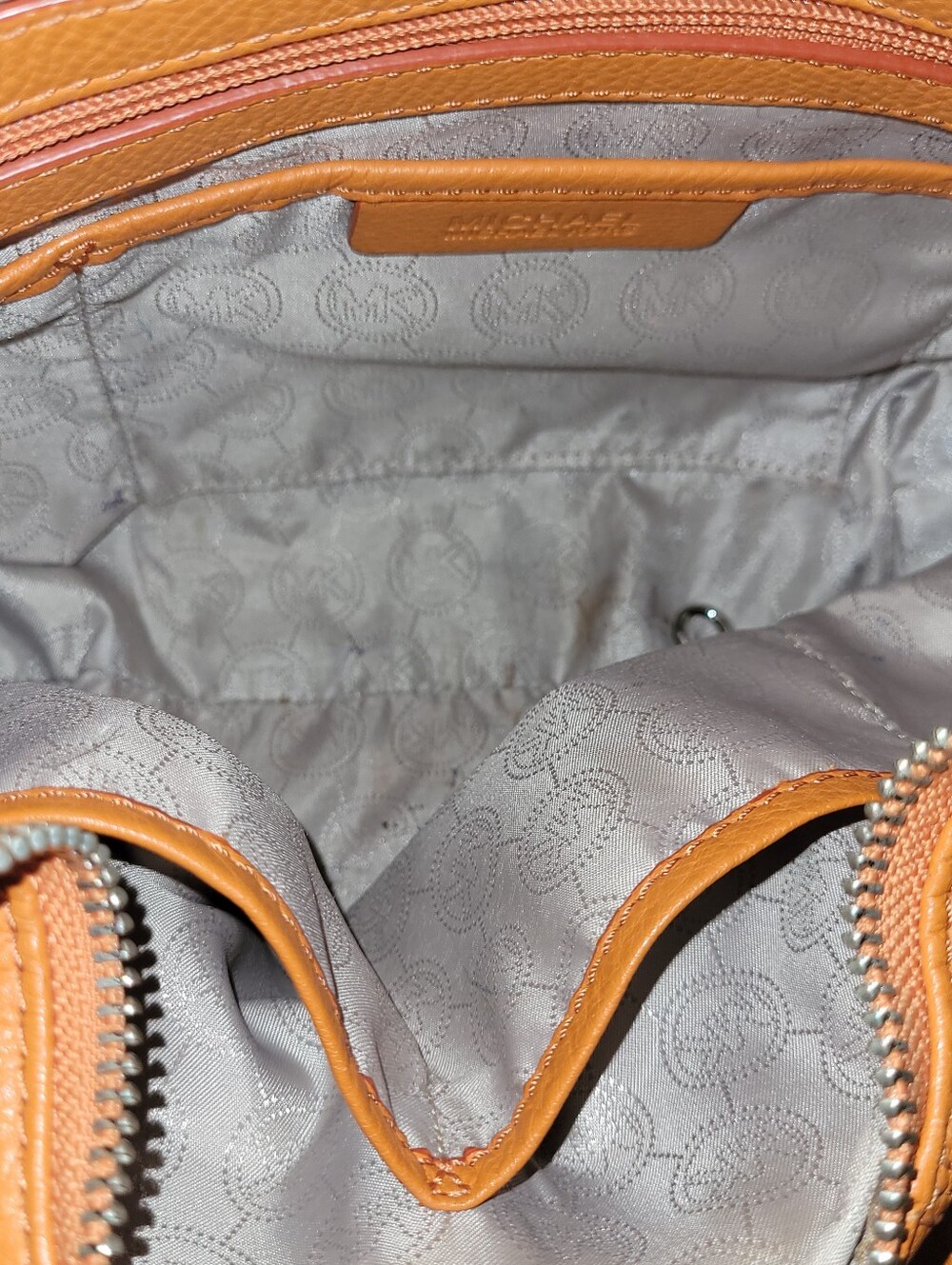 *Rare* Y2K Michael Kors Orange Pebbled Leather Top Carry Or Shoulder Handbag - Picture 7 of 11
